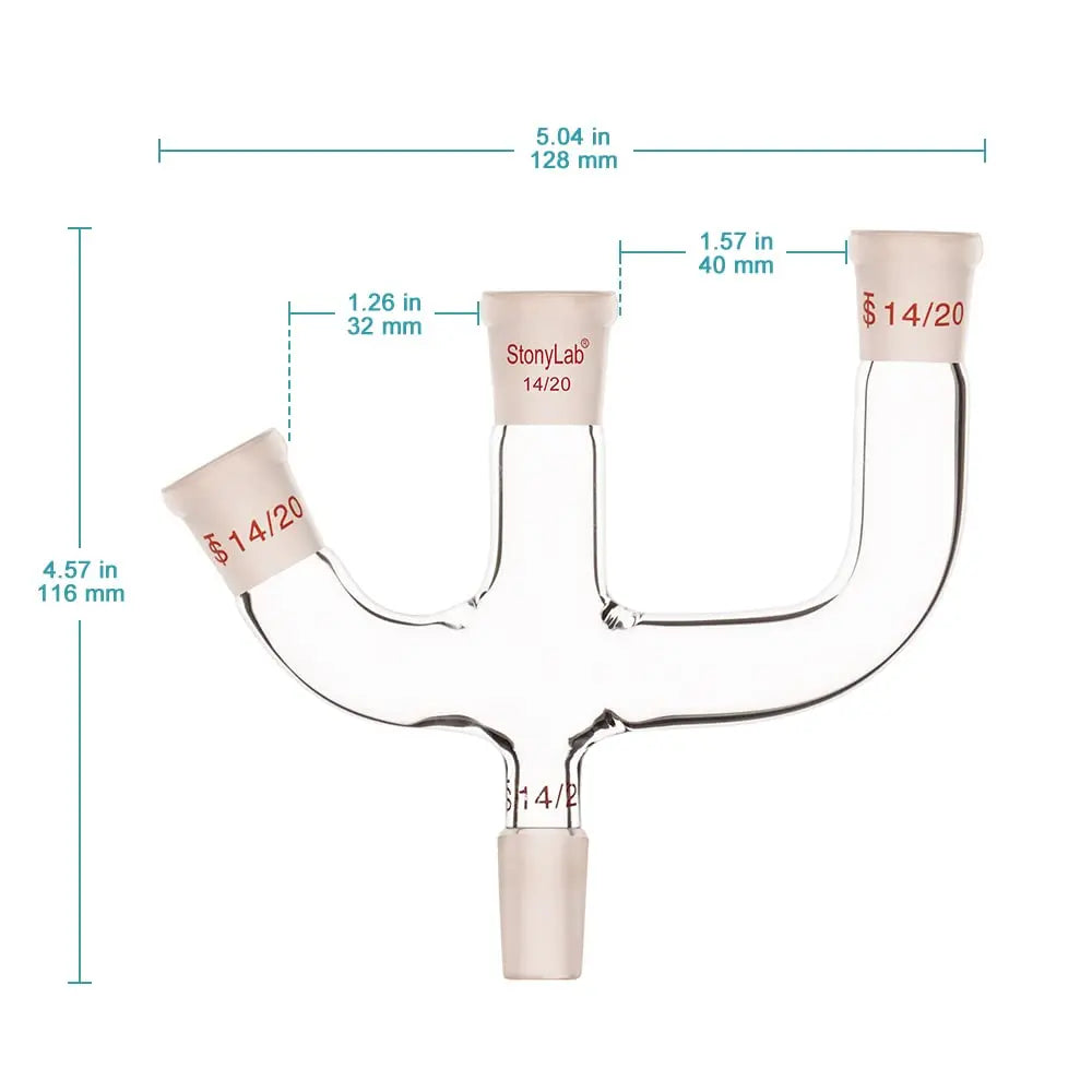 3-Inlet Claisen Distillation Adapter, Glass Adapter - StonyLab