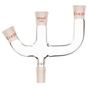 Comprehensive product view and setup components for StonyLab 3-Inlet Claisen Distillation Adapter with 45 Degree Side Arm