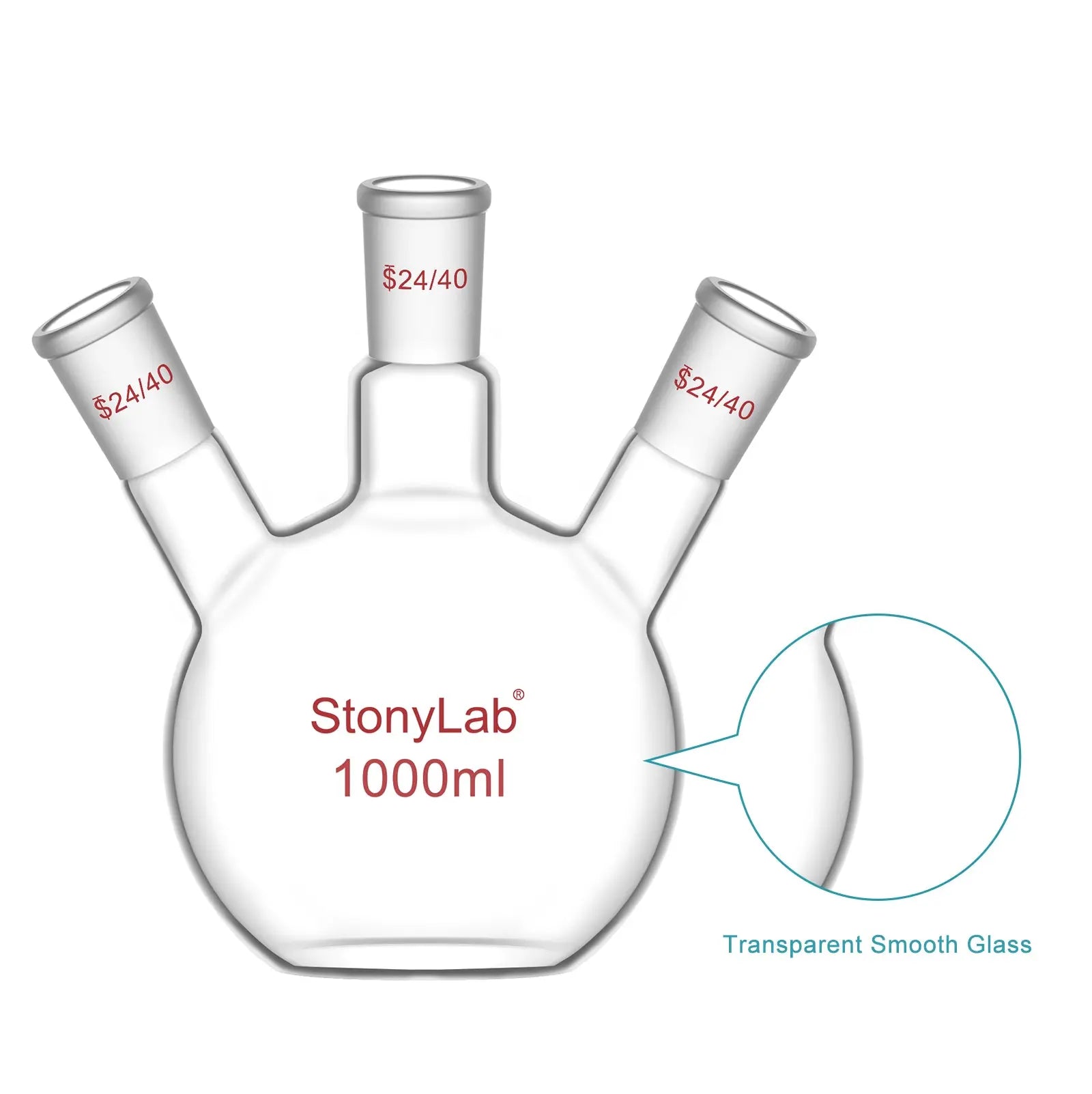StonyLab 3-Neck Flat Bottom Flask heavy duty chemical processing configuration