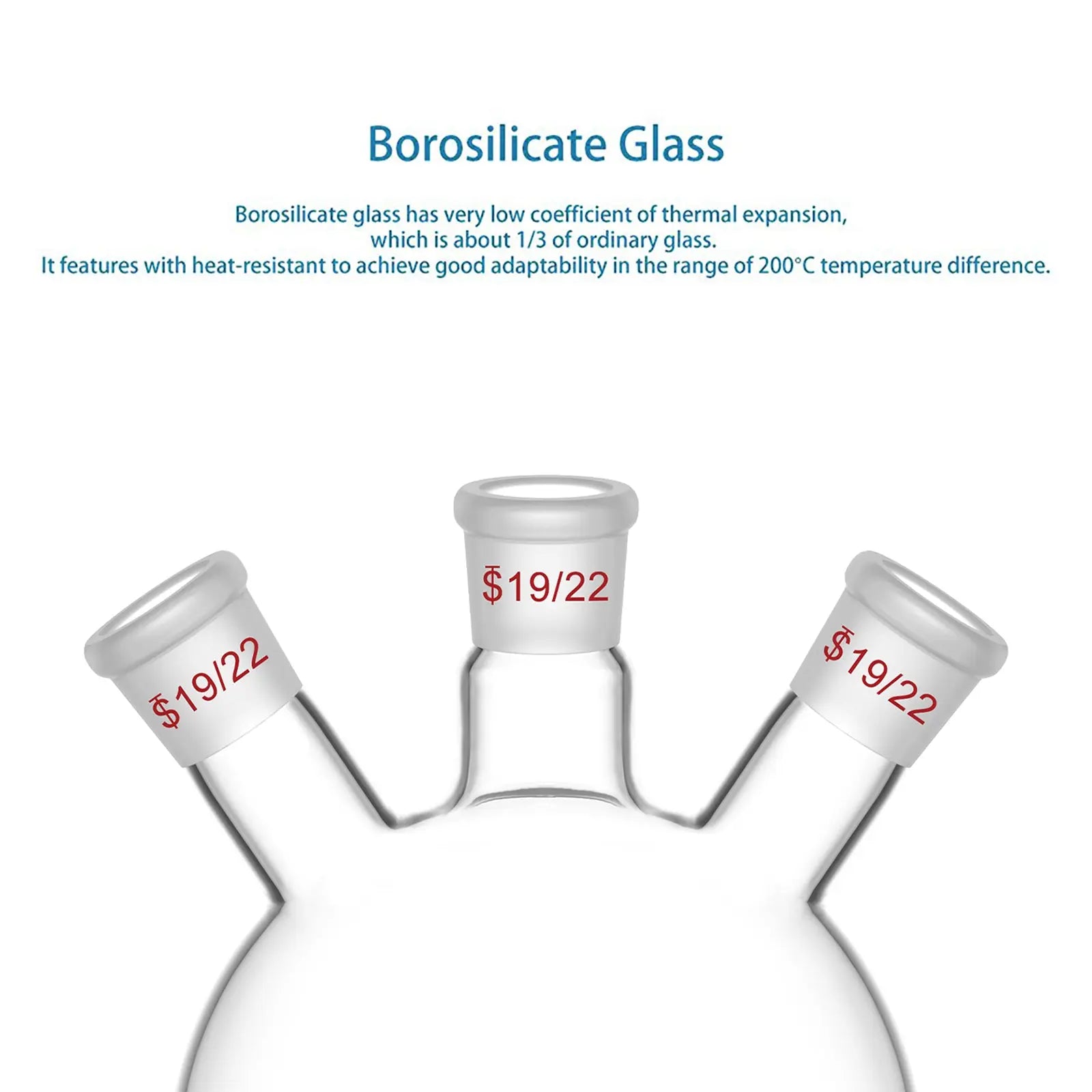 3 Neck Round Bottom Flask, 19/22 Joints, 50-5000 ml Flasks-Round Bottom-3 Neck