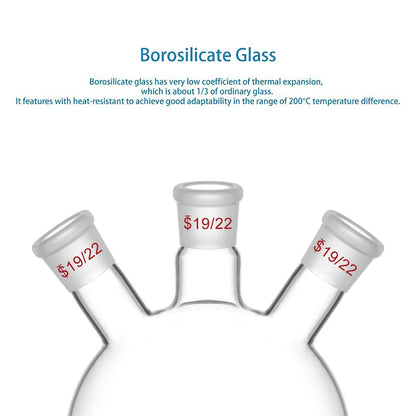 3 Neck Round Bottom Flask, 19/22 Joints, 50-5000 ml Flasks-Round Bottom-3 Neck