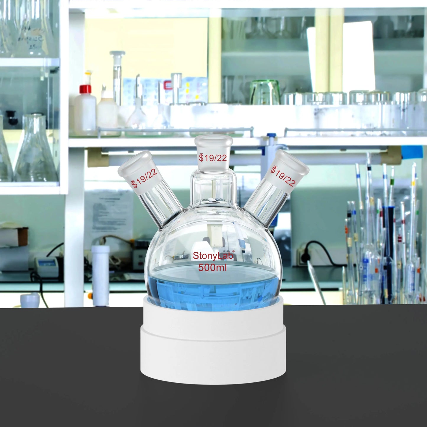 3 Neck Round Bottom Flask, 19/22 Joints, 50-5000 ml Flasks-Round Bottom-3 Neck