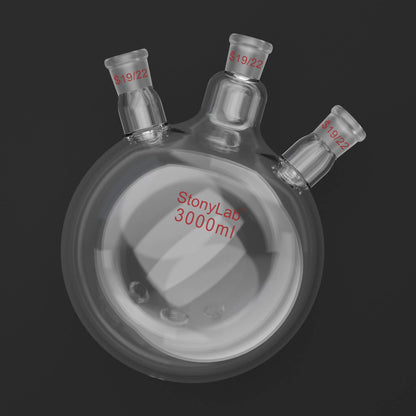3 Neck Round Bottom Flask, 19/22 Joints, 50-5000 ml Flasks-Round Bottom-3 Neck