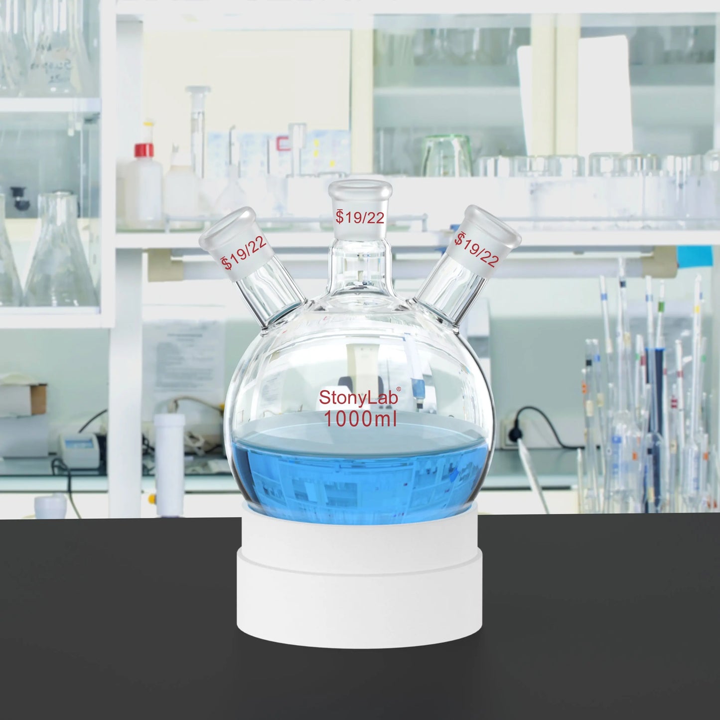 3 Neck Round Bottom Flask, 19/22 Joints, 50-5000 ml Flasks-Round Bottom-3 Neck