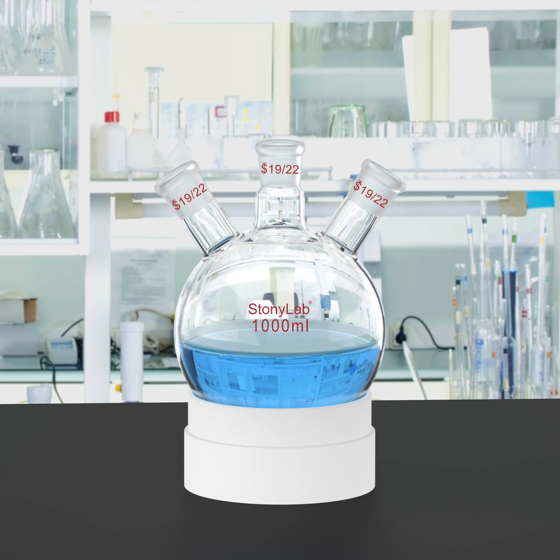 3 Neck Round Bottom Flask, 19/22 Joints, 50-5000 ml Flasks-Round Bottom-3 Neck