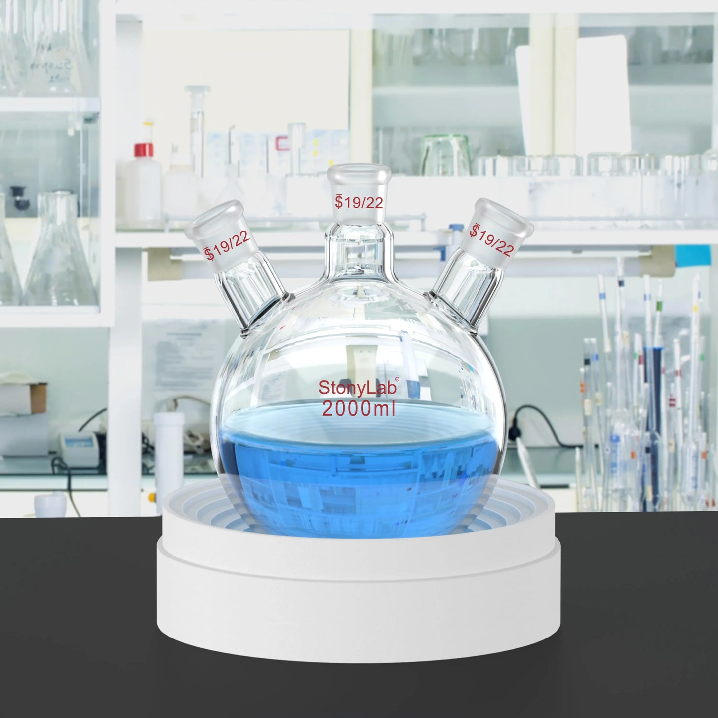 3 Neck Round Bottom Flask, 19/22 Joints, 50-5000 ml Flasks-Round Bottom-3 Neck