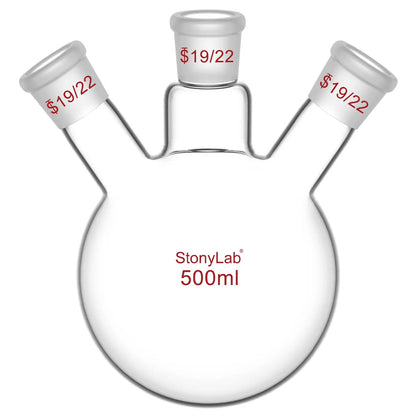 3 Neck Round Bottom Flask, 19/22 Joints, 50-5000 ml Flasks-Round Bottom-3 Neck