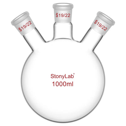 3 Neck Round Bottom Flask, 19/22 Joints, 50-5000 ml Flasks-Round Bottom-3 Neck
