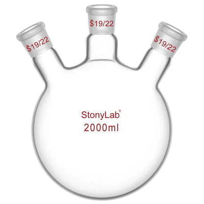 3 Neck Round Bottom Flask, 19/22 Joints, 50-5000 ml Flasks-Round Bottom-3 Neck