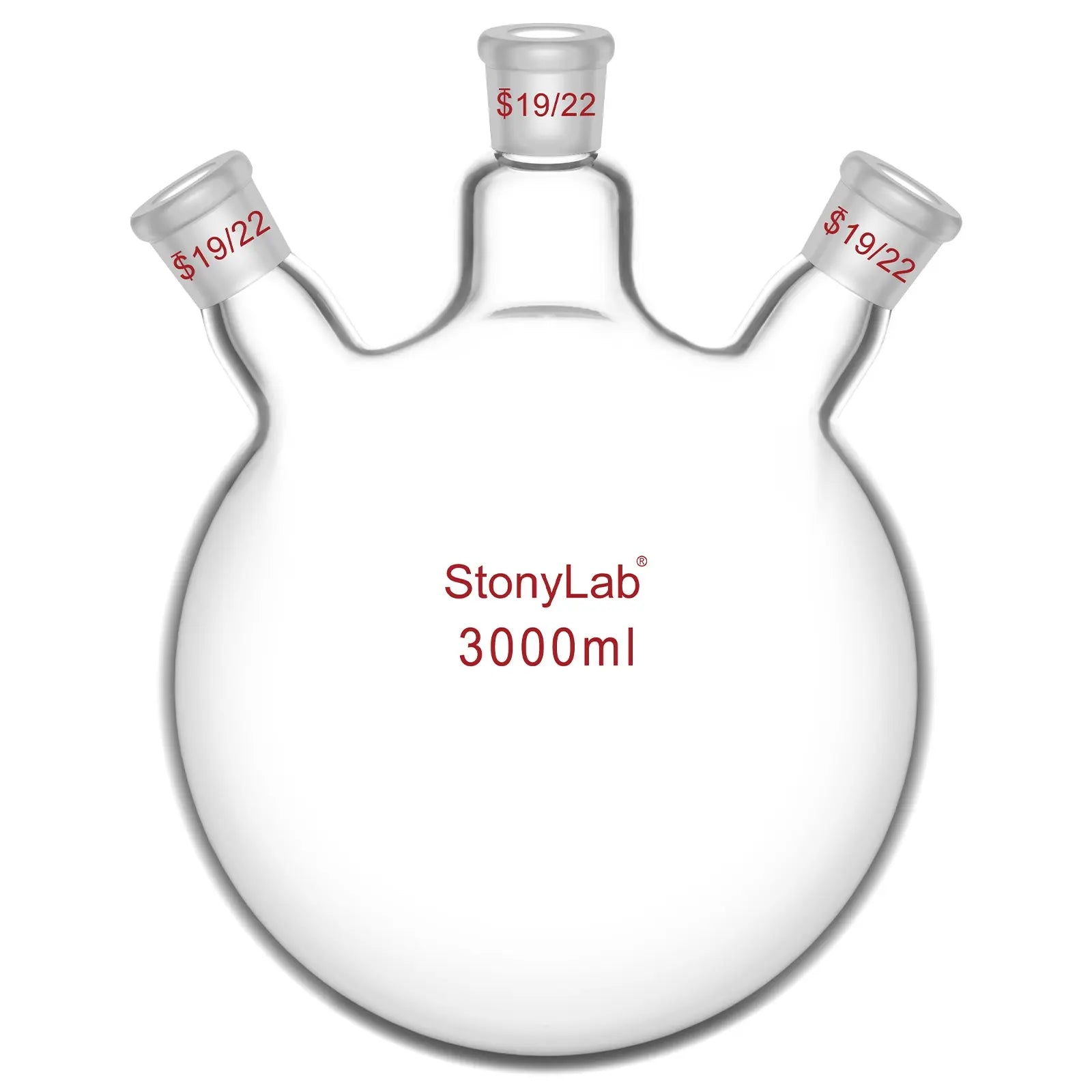 3 Neck Round Bottom Flask, 19/22 Joints, 50-5000 ml Flasks-Round Bottom-3 Neck