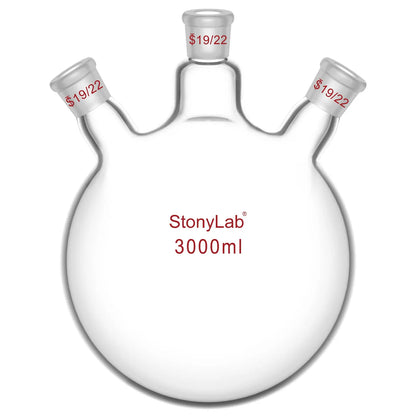 3 Neck Round Bottom Flask, 19/22 Joints, 50-5000 ml Flasks-Round Bottom-3 Neck