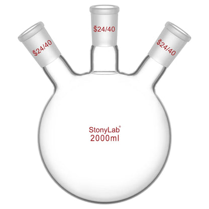 3 Neck Round Bottom Flask, 24/40 Joints, 50-5000 ml Flasks-Round Bottom-3 Neck