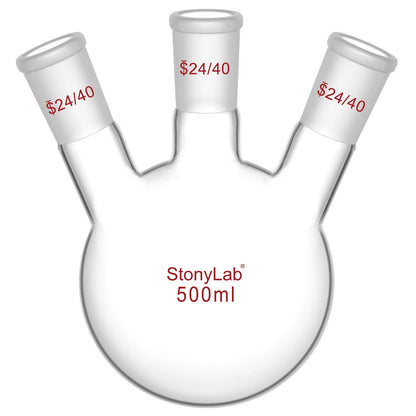 3 Neck Round Bottom Flask, 24/40 Joints, 50-5000 ml Flasks-Round Bottom-3 Neck