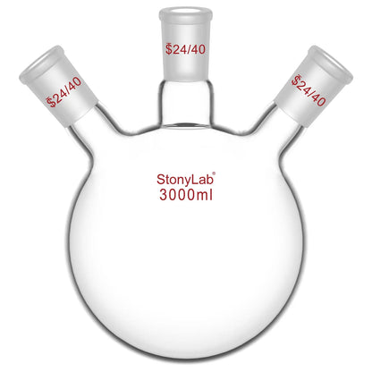 3 Neck Round Bottom Flask, 24/40 Joints, 50-5000 ml Flasks-Round Bottom-3 Neck