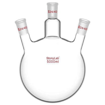 3 Neck Round Bottom Flask, 24/40 Joints, 50-5000 ml Flasks-Round Bottom-3 Neck