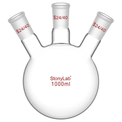 3 Neck Round Bottom Flask, 24/40 Joints, 50-5000 ml Flasks-Round Bottom-3 Neck