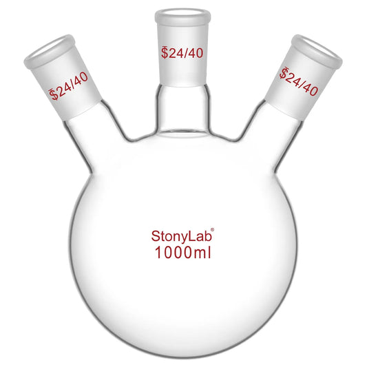 3 Neck Round Bottom Flask, 24/40 Joints, 50-5000 ml Flasks-Round Bottom-3 Neck