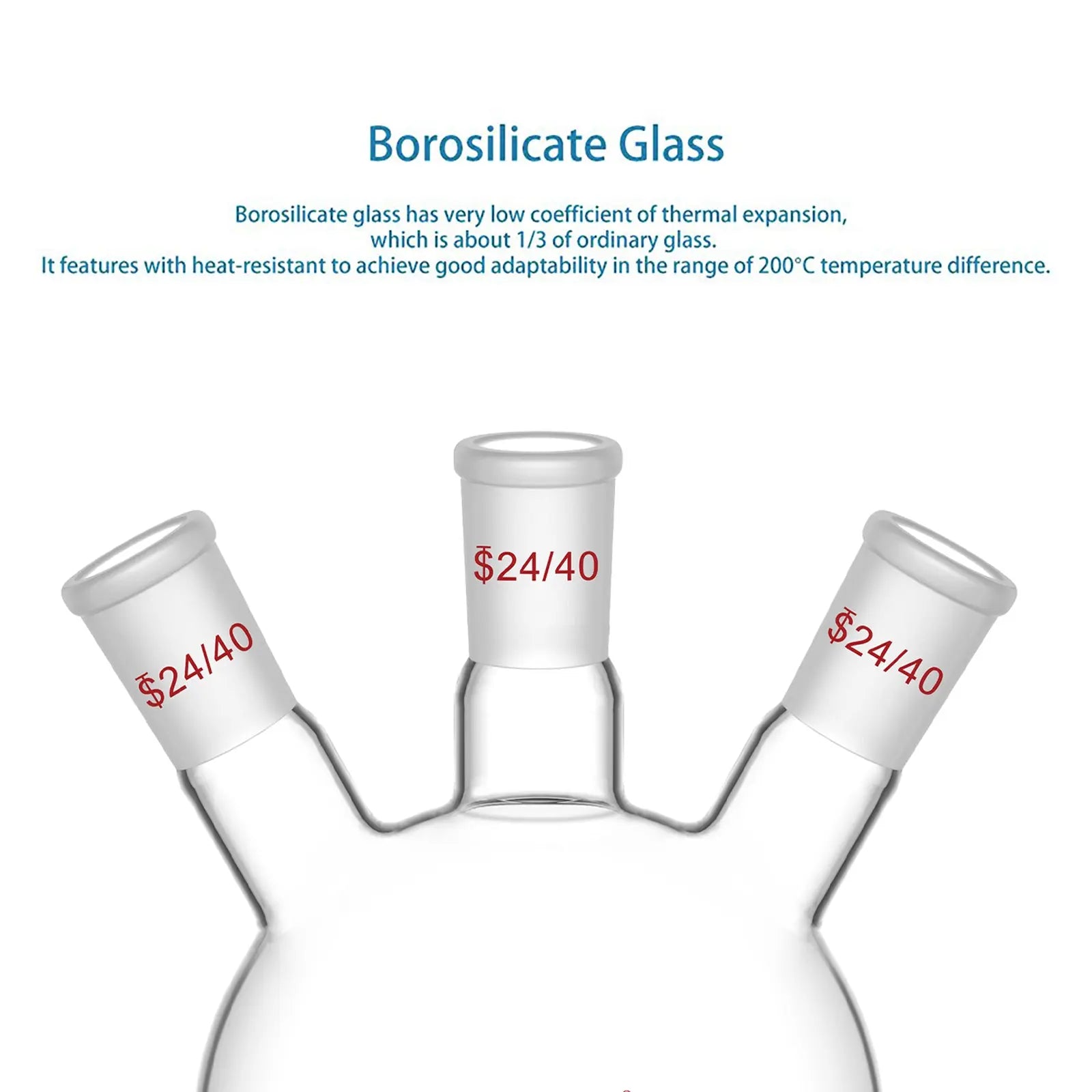 3 Neck Round Bottom Flask, 24/40 Joints, 50-5000 ml Flasks-Round Bottom-3 Neck