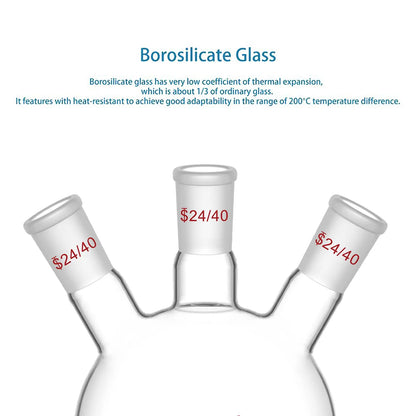 3 Neck Round Bottom Flask, 24/40 Joints, 50-5000 ml Flasks-Round Bottom-3 Neck