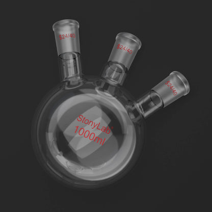 3 Neck Round Bottom Flask, 24/40 Joints, 50-5000 ml Flasks-Round Bottom-3 Neck