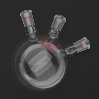 3 Neck Round Bottom Flask, 24/40 Joints, 50-5000 ml Flasks-Round Bottom-3 Neck