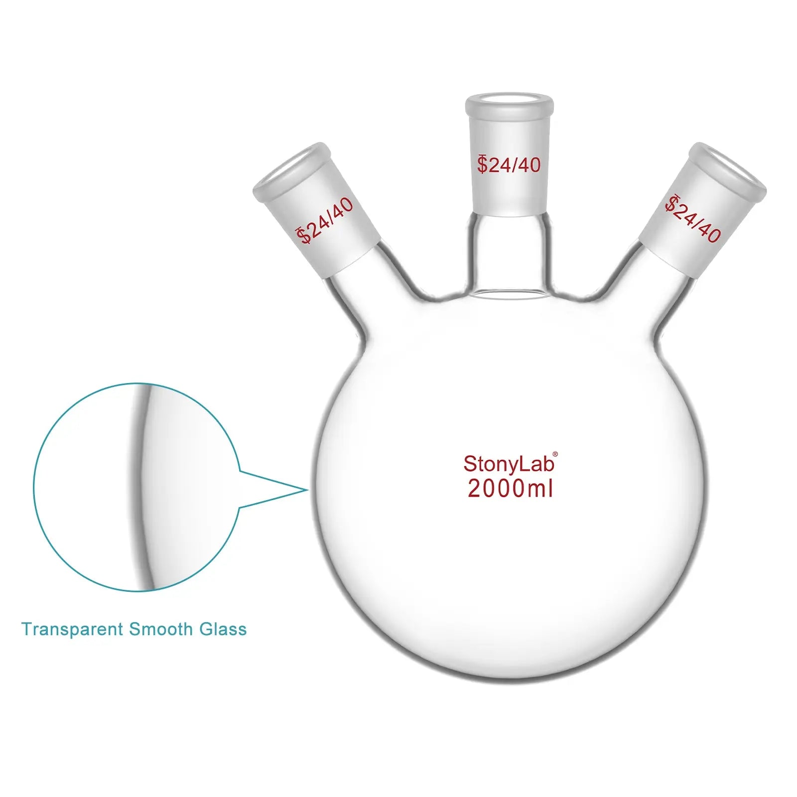 Detailed structural assembly component for StonyLab 3-Neck Round Bottom Flask