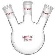 Comprehensive product view and setup components for StonyLab 3-Neck Round Bottom Flask