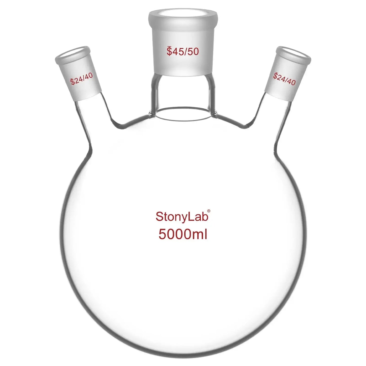 3-Neck Round Bottom Flask, 45/50 Center and two 24/40 Side Joints, 5L Flasks-Round Bottom