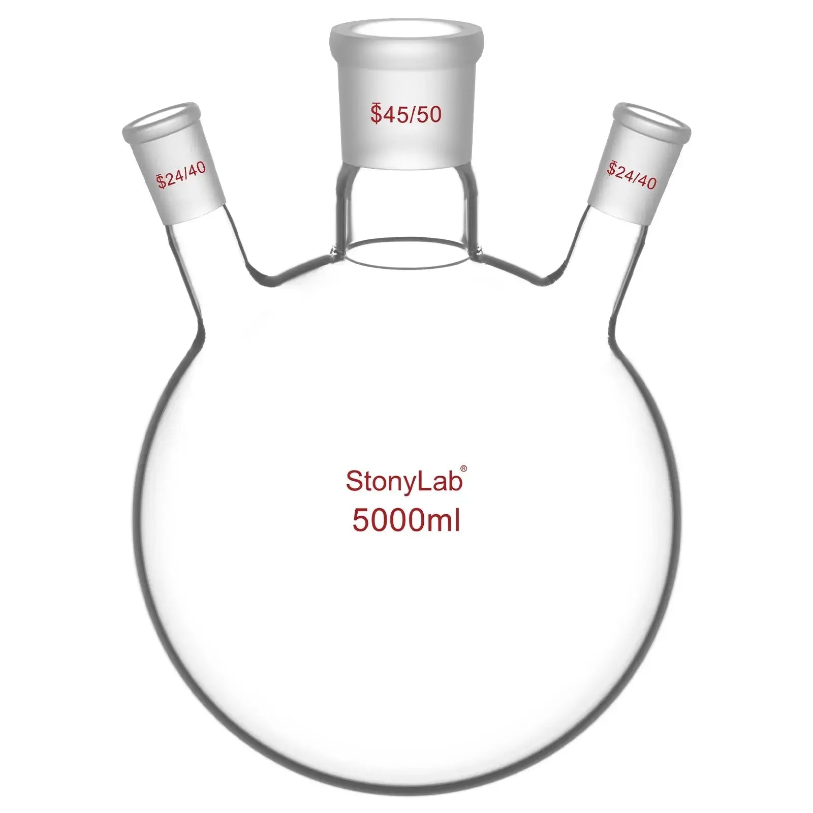 3-Neck Round Bottom Flask, 45/50 Center and two 24/40 Side Joints, 5L Flasks-Round Bottom