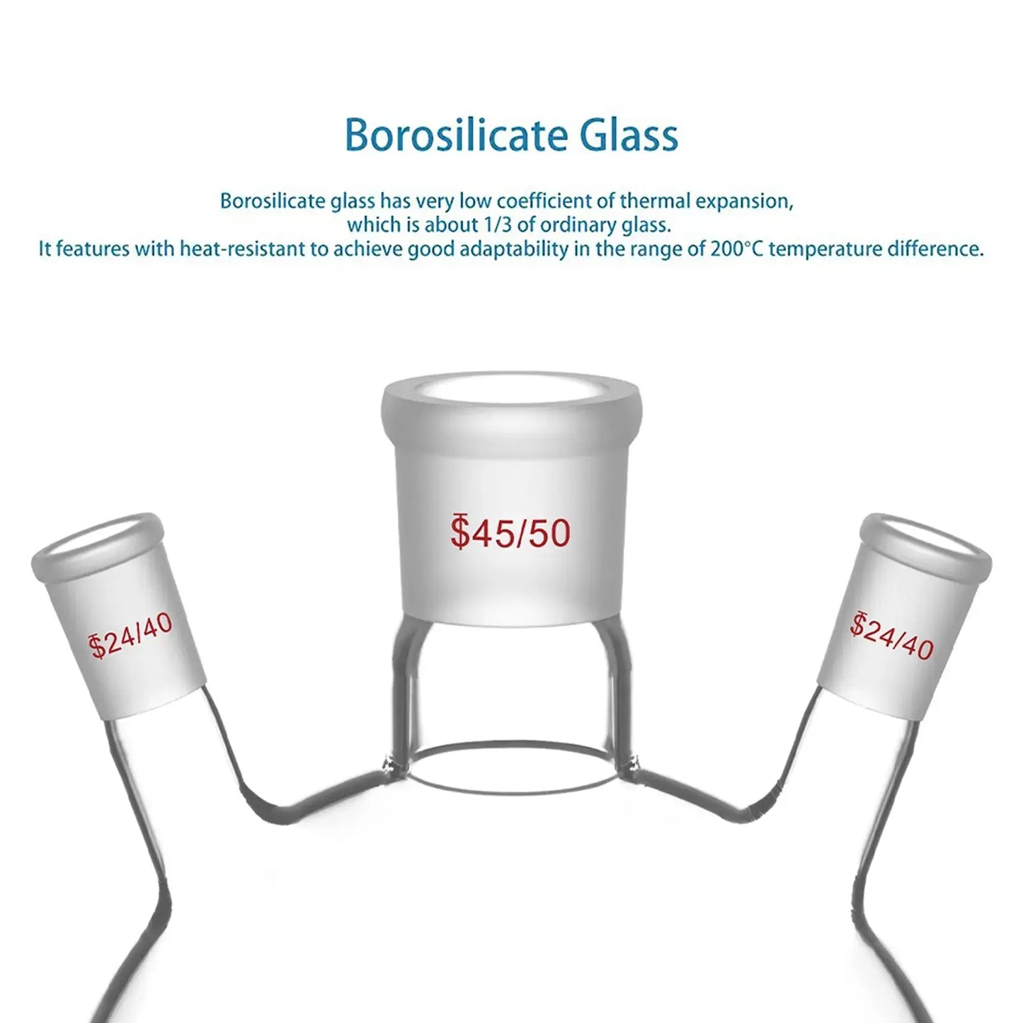 3-Neck Round Bottom Flask, 45/50 Center and two 24/40 Side Joints, 5L Flasks-Round Bottom