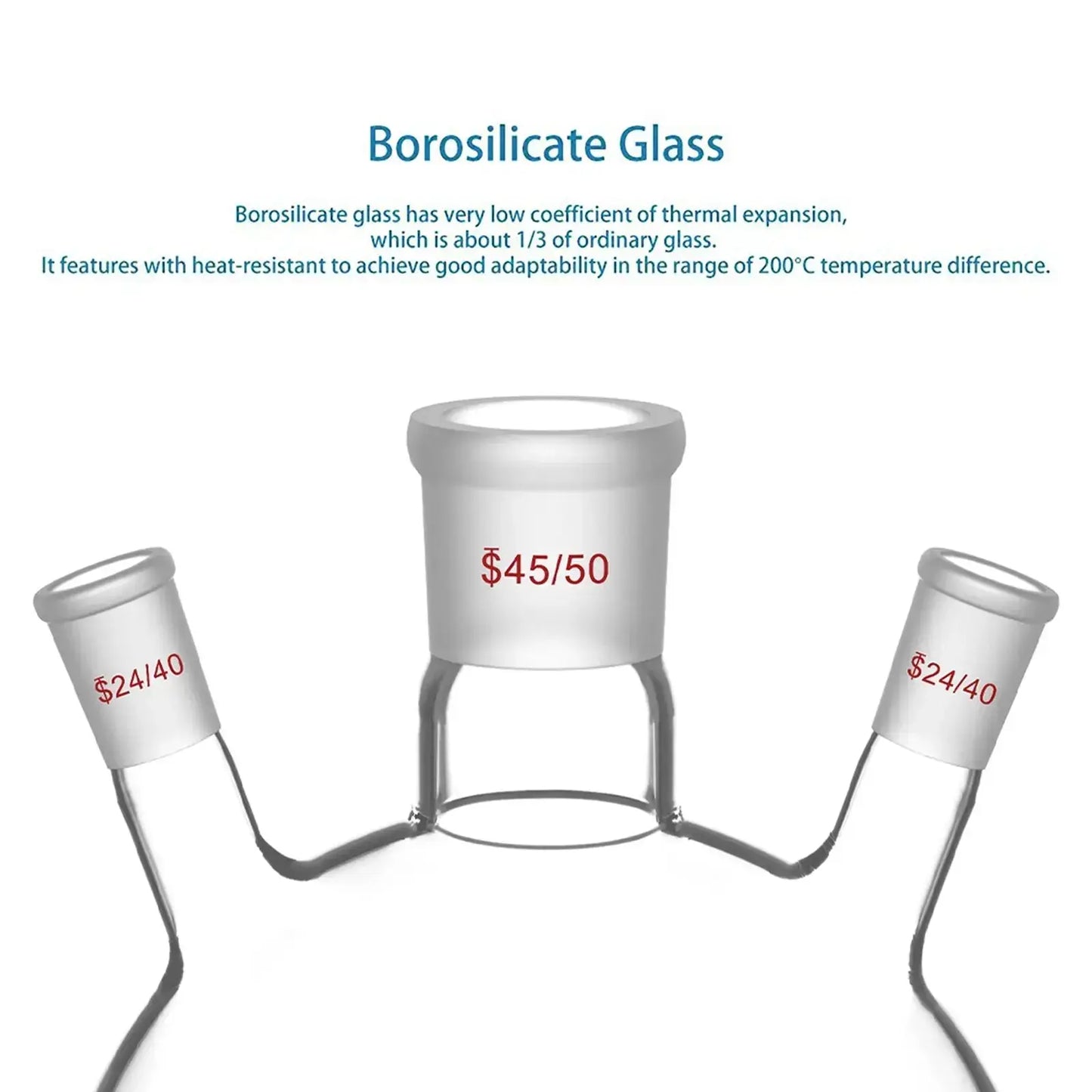 3-Neck Round Bottom Flask, 45/50 Center and two 24/40 Side Joints, 5L Flasks-Round Bottom