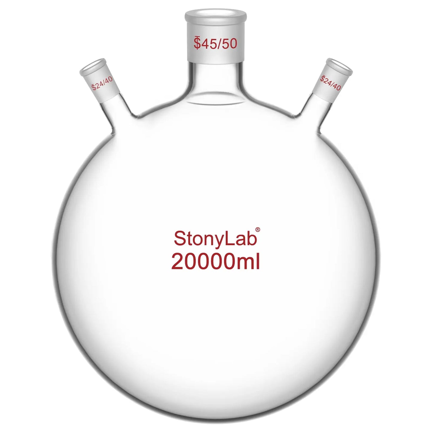 3-Neck Round Bottom Flask, 45/50 Center and two 24/40 Side Joints, 5-20 L Flasks-Round Bottom-3 Neck