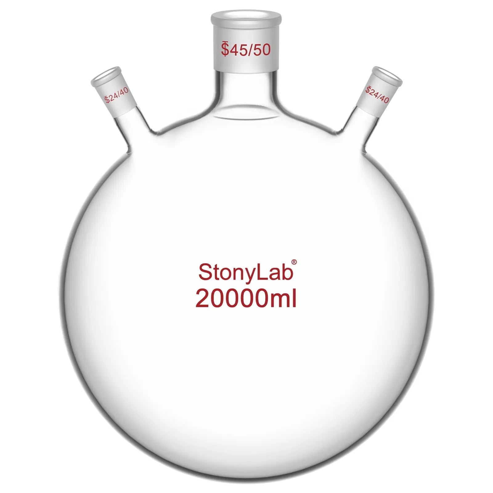3-Neck Round Bottom Flask, 45/50 Center and two 24/40 Side Joints, 5-20 L Flasks-Round Bottom-3 Neck