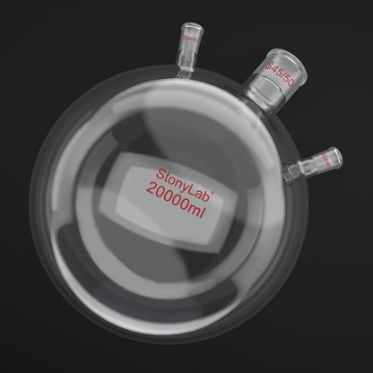 3-Neck Round Bottom Flask, 45/50 Center and two 24/40 Side Joints, 5-20 L Flasks-Round Bottom-3 Neck