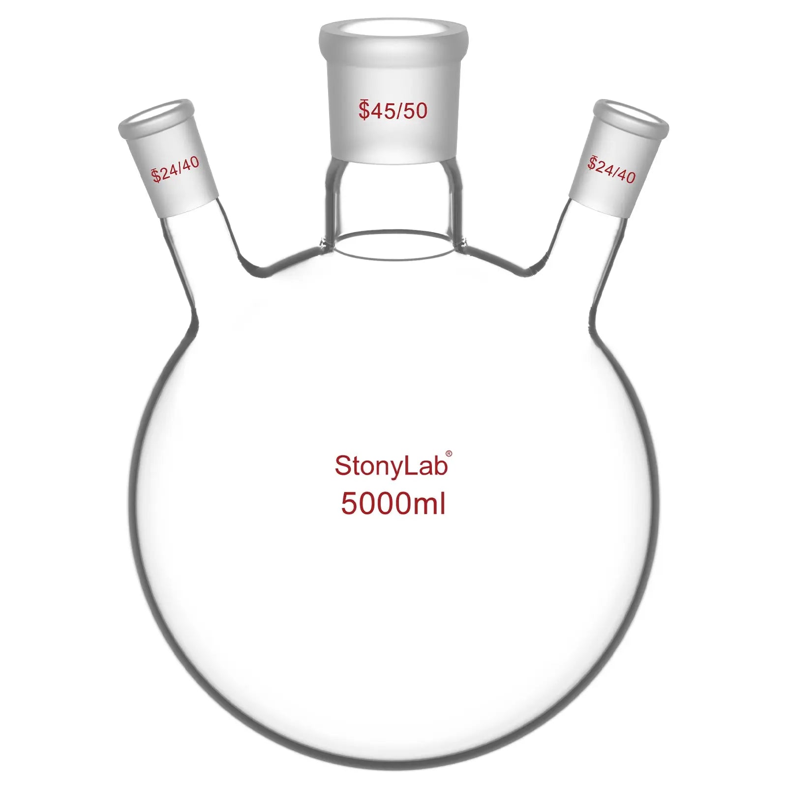 3-Neck Round Bottom Flask, 45/50 Center and two 24/40 Side Joints, 5L Flasks-Round Bottom