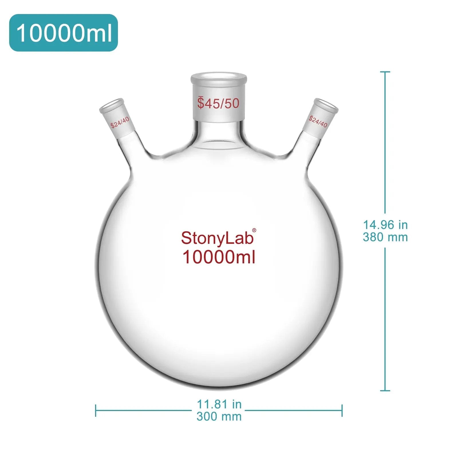 3-Neck Round Bottom Flask, 45/50 Center and two 24/40 Side Joints, 5L Flasks-Round Bottom-3 Neck