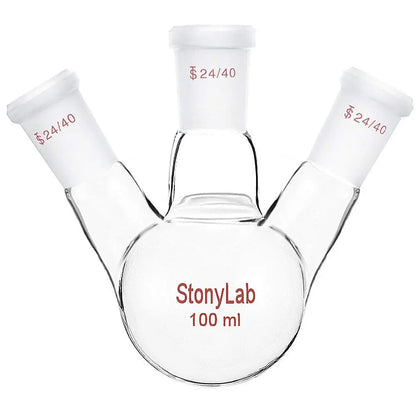 3 Neck Round Bottom Flask, 50-5000 ml - StonyLab Flasks - Round Bottom 100-ml