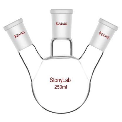 3 Neck Round Bottom Flask, 50-5000 ml - StonyLab Flasks - Round Bottom 250-ml