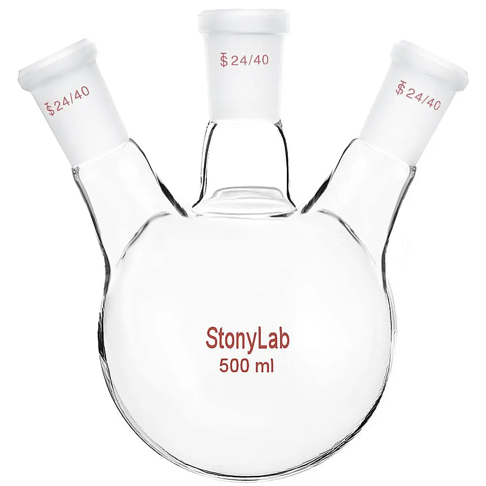 3 Neck Round Bottom Flask, 50-5000 ml - StonyLab Flasks - Round Bottom 500-ml