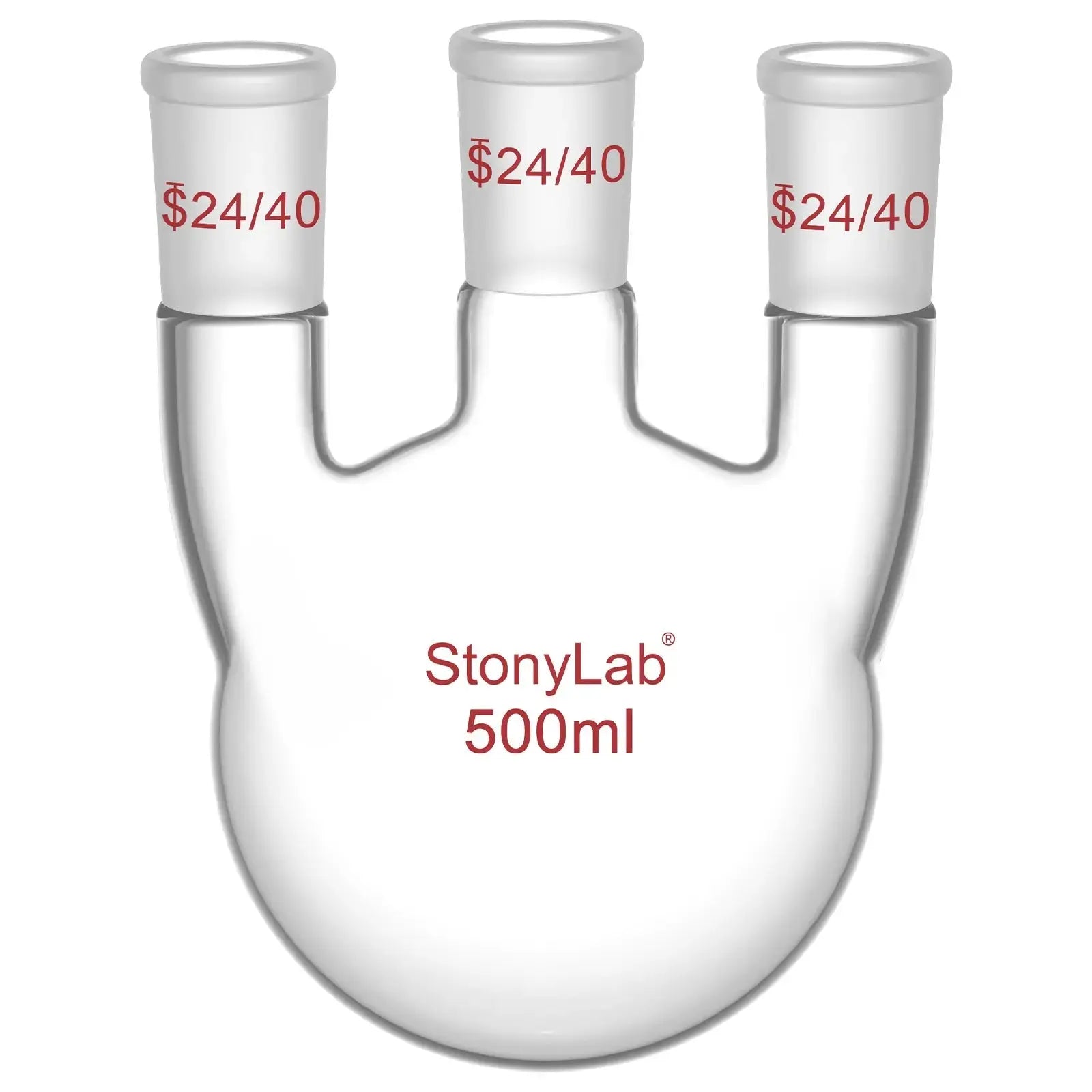 Comprehensive product view and setup components for StonyLab 3-Neck Straight Round-Bottom Flask
