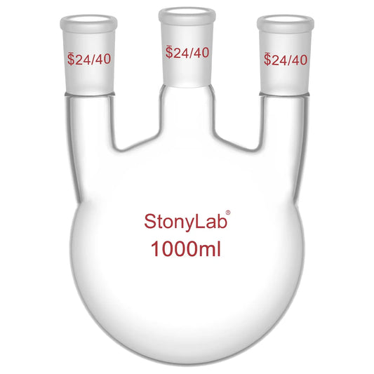 3-Neck Straight Round-Bottom Flask, 24/40 Joints, 250-2000 ml Flasks-Round Bottom-3 Neck