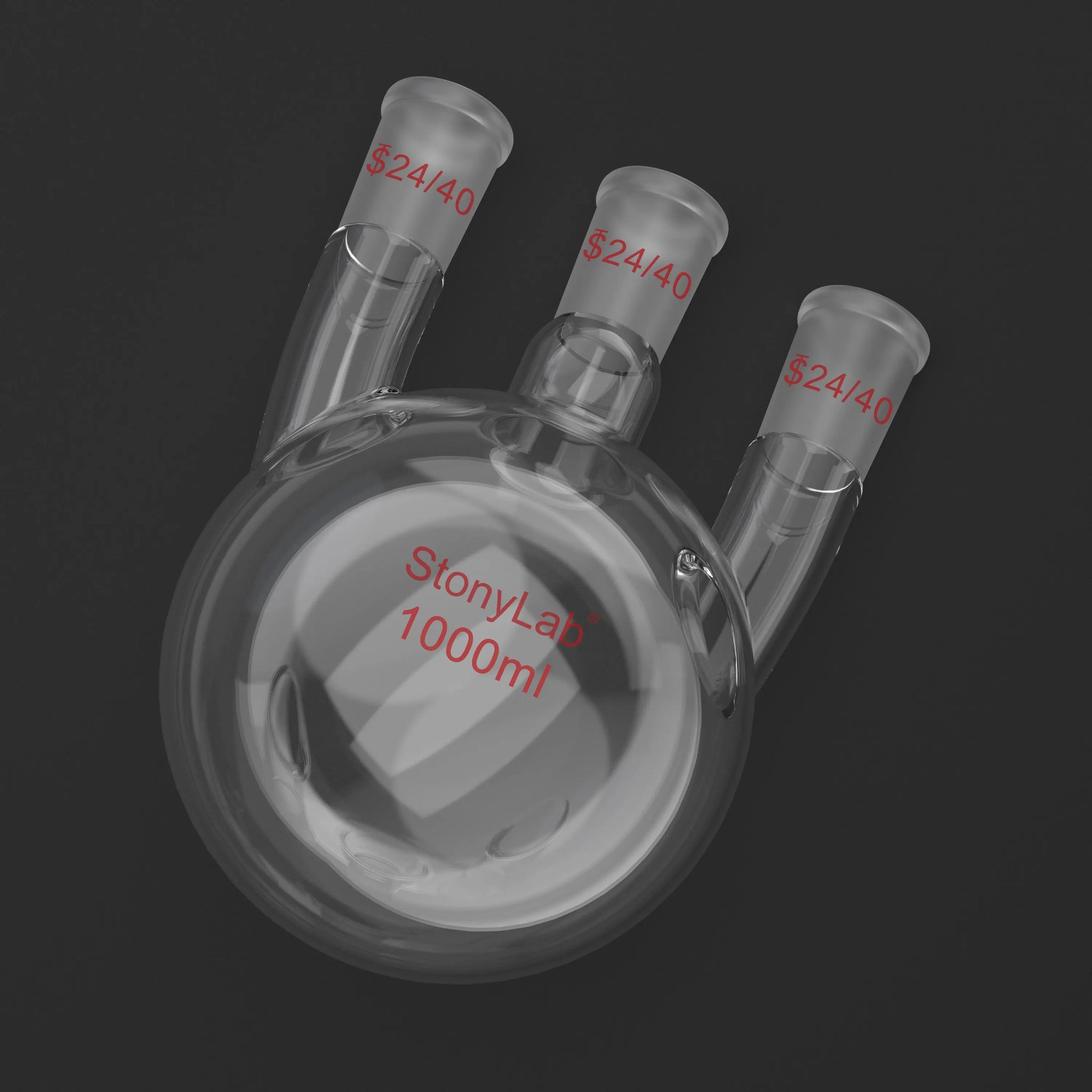 Alternative angle showing underlying build quality of StonyLab 3-Neck Straight Round-Bottom Flask