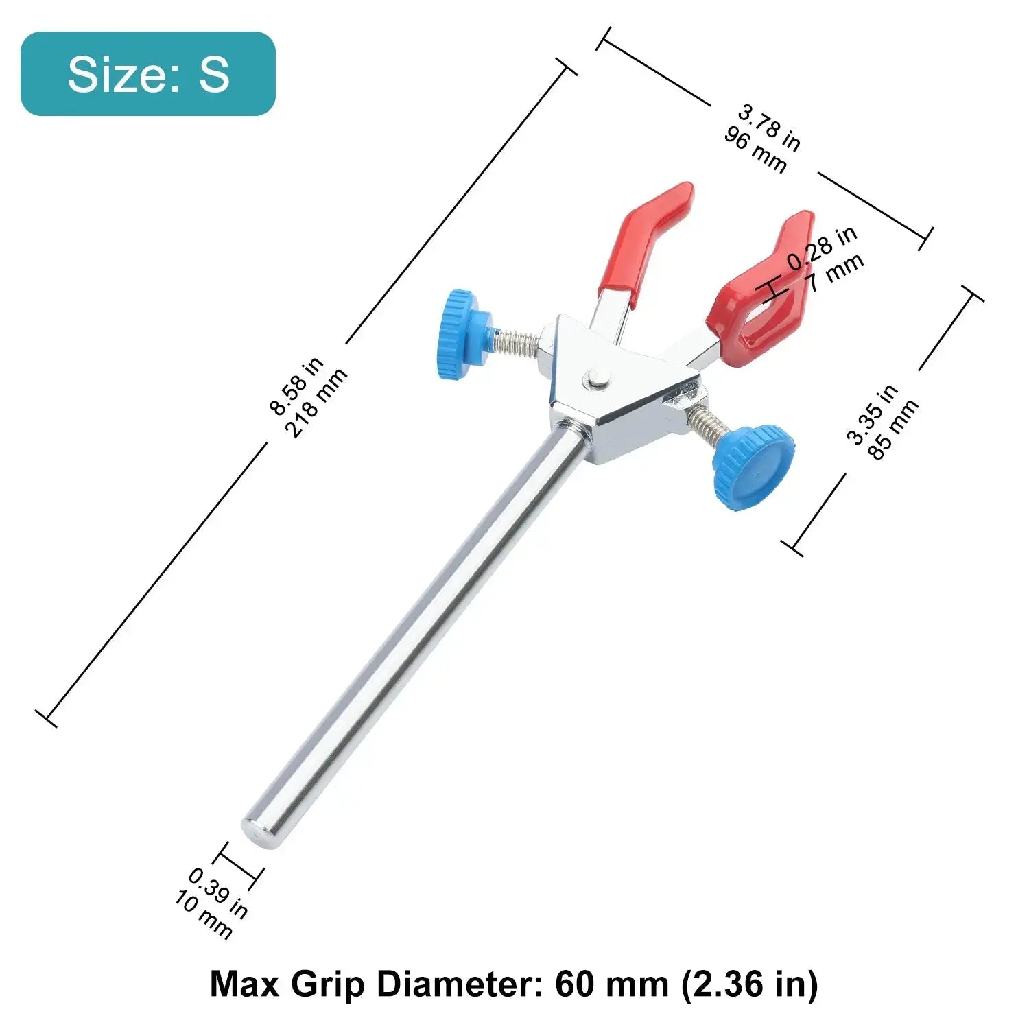 Close-up view showing the precise design and material of StonyLab 3-Prong Dual Adjustable Clamp