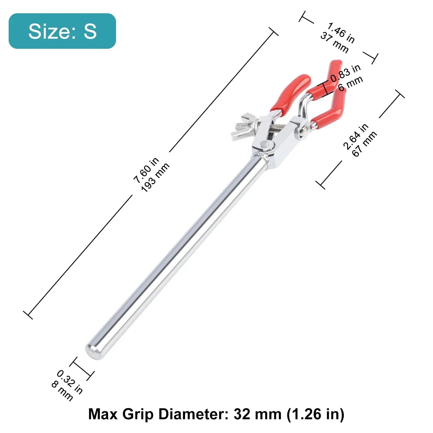 Side view and dimensional layout of the durable StonyLab 3-Prong Swivel Clamp