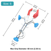 Close-up view showing the precise design and material of StonyLab 3-Prong Swivel Clamp with Boss Head