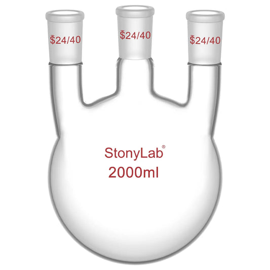 3 Straight Neck Round Bottom Flask, 24/40 Joints, 250-2000ml Flasks-Round Bottom-3 Neck