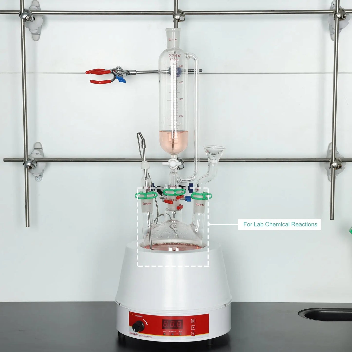 3 Straight Neck Round Bottom Flask, 24/40 Joints, 250-2000ml Flasks-Round Bottom-3 Neck