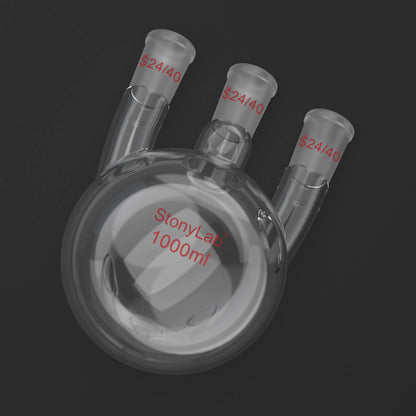 3 Straight Neck Round Bottom Flask, 24/40 Joints, 250-2000ml Flasks-Round Bottom-3 Neck