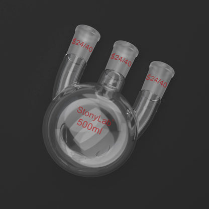 3 Straight Neck Round Bottom Flask, 24/40 Joints, 250-2000ml Flasks-Round Bottom-3 Neck