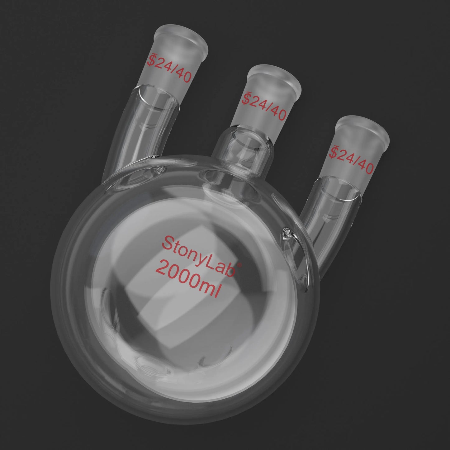 3 Straight Neck Round Bottom Flask, 24/40 Joints, 250-2000ml Flasks-Round Bottom-3 Neck